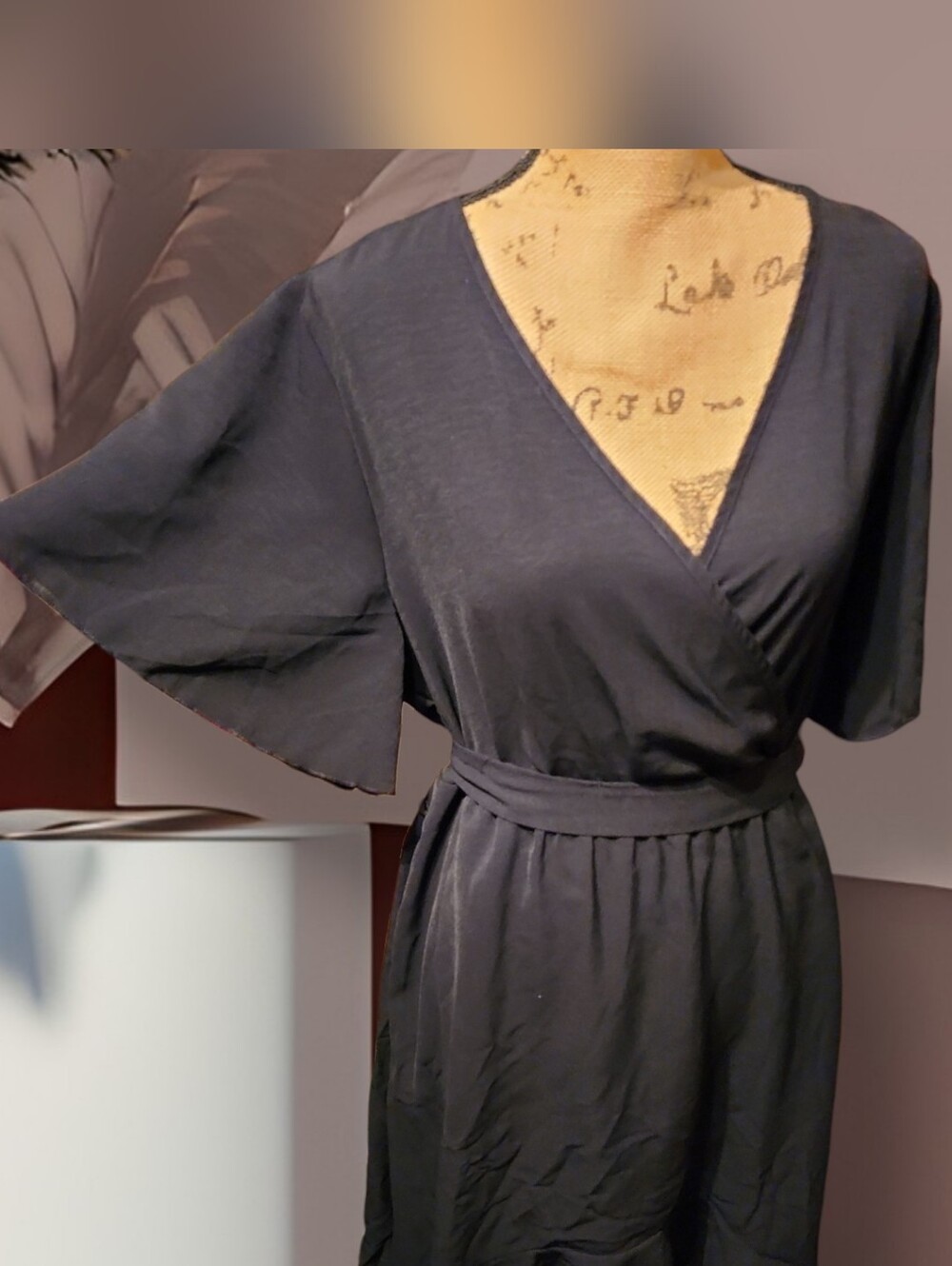 BloomChic Solid Tie Surplice Ruffle High-Low Dress - Picture 6 of 11